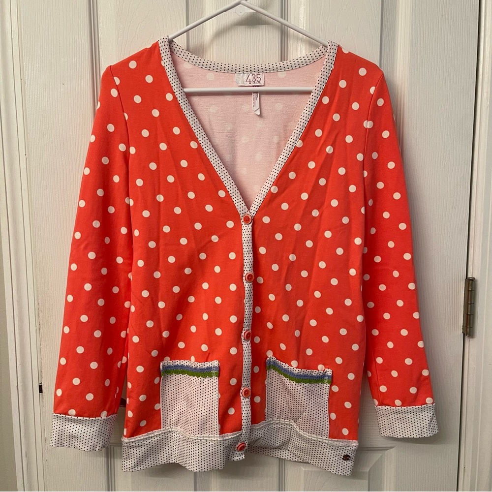 Matilda Jane Girls Size 14 Coral Polka Dot Cardigan